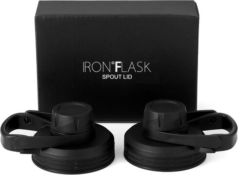 غطاء فوهة من IRON ° FLASK للفم الضيق، زجاجات مياه رياضية معزولة بسيطة، معيار مقصف مائي، غطاء حديث، غطاءان خاليان من مادة BPA (أسود منتصف الليل) in Saudi Arabia