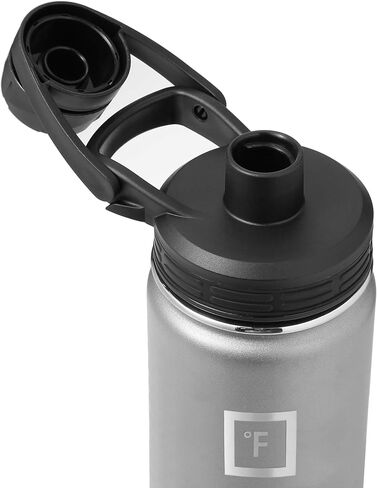 غطاء فوهة من IRON ° FLASK للفم الضيق، زجاجات مياه رياضية معزولة بسيطة، معيار مقصف مائي، غطاء حديث، غطاءان خاليان من مادة BPA (أسود منتصف الليل) in Saudi Arabia