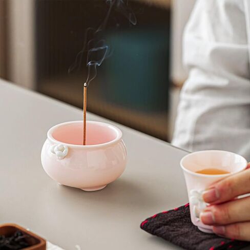 حامل بخور زهرة ساكورا الوردي للعصي، مبخرة أزهار الكرز، طراز ياباني، صغير من السيراميك، مجموعة حامل مبخرة نحاسية قابلة للفصل in Saudi Arabia