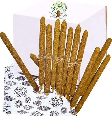 مجموعة متنوعة من أعواد بخور بالو سانتو المميزة، 12 مجموعة بخور ملفوفة يدويًا، 6 روائح: المريمية البيضاء والبتشولي، خشب الصندل، الكوبال، الأرز، الأوكالبتوس، المر مع حقيبة هدايا (مجموعة متنوعة من بالو سانتو 12 × 4) in Kuwait