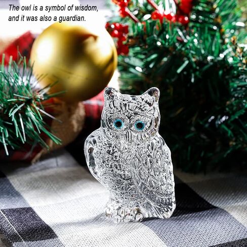 هدايا بومة من IFOLAINA للنساء تمثال بومة كريستالي صغير من الزجاج فنغ شوي تمثال صغير لمحبي الطيور هدية لتزيين المنزل ورف الكتب - أزرق in Kuwait