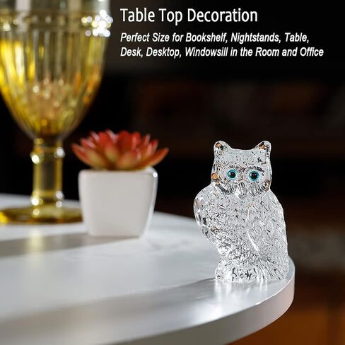 هدايا بومة من IFOLAINA للنساء تمثال بومة كريستالي صغير من الزجاج فنغ شوي تمثال صغير لمحبي الطيور هدية لتزيين المنزل ورف الكتب - أزرق in Kuwait