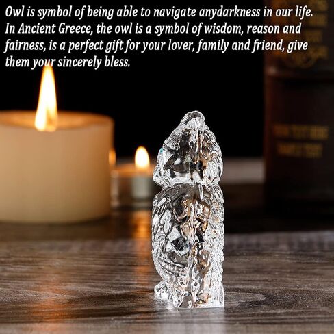 هدايا بومة من IFOLAINA للنساء تمثال بومة كريستالي صغير من الزجاج فنغ شوي تمثال صغير لمحبي الطيور هدية لتزيين المنزل ورف الكتب - أزرق in Kuwait