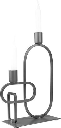 GoCraft Decorative Metal Candle Holder Set | Matte Grey Iron Candlestick Holder Set of 2 Candelabra | Metal Candle Stands for Home Decor, Wedding, Dinning, Party, Anniversary in Kuwait