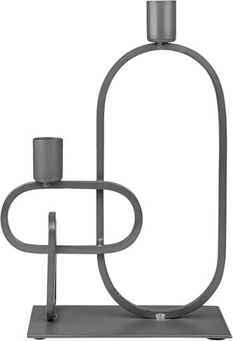 GoCraft Decorative Metal Candle Holder Set | Matte Grey Iron Candlestick Holder Set of 2 Candelabra | Metal Candle Stands for Home Decor, Wedding, Dinning, Party, Anniversary in Kuwait