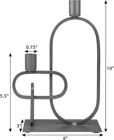 GoCraft Decorative Metal Candle Holder Set | Matte Grey Iron Candlestick Holder Set of 2 Candelabra | Metal Candle Stands for Home Decor, Wedding, Dinning, Party, Anniversary in Kuwait