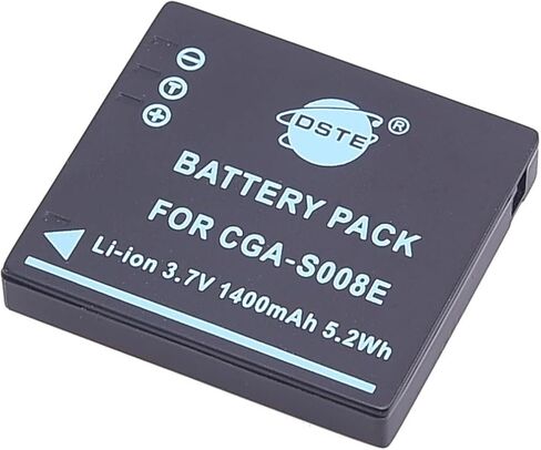 بطارية DSTE 2X CGA-S008 CGA-S008A CGA-S008E + شاحن سفر وسيارة DC68 متوافق مع باناسونيك لوميكس DMC-FX520 SDR-S25 S26 FS20 FX37 FX55 FX500 مثل DMW-BCE10 VW-VBJ10E BP-DC6 in Saudi Arabia