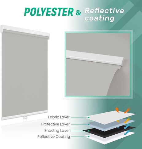 ظلال هوميديمو الدوارة للنوافذ اللاسلكية، ظلال تعتيم الغرفة للمنزل 39 × 72 بوصة، ستائر التعتيم للنوافذ والمكتب والحمام in Kuwait