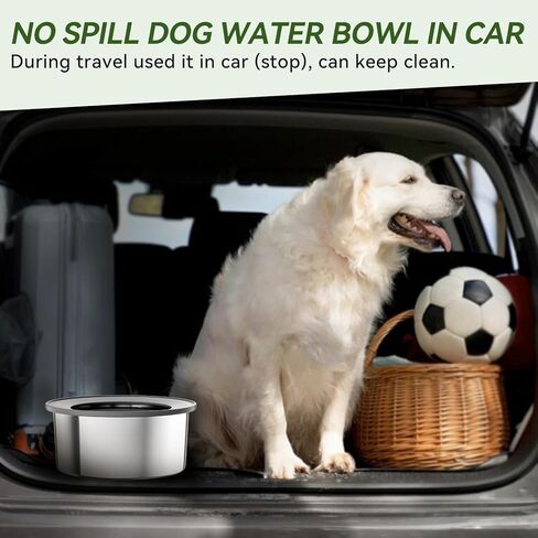 Omobolanle 2L Large Capacity Dog Water Bowl, No Spill Water Bowl for Dogs, Slow Water Feeder Stainless Dog Bowl No-Slip Pet Water Dispenser for Dogs, Cats, Pets Grey in Kuwait