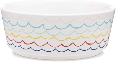 Waggo Ceramic Sketched Wave Dog Food and Water Bowl (Small, Multi) in Kuwait