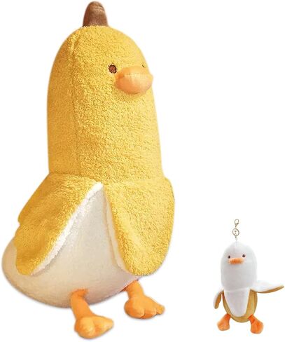 ETAOLINE Banana Duck Plush Toy Soft Plush Pillow Stuffed Animal Cute Plushie Yellow 35.4", with 7.9" Plush Keychain in Kuwait