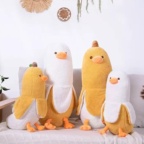 ETAOLINE Banana Duck Plush Toy Soft Plush Pillow Stuffed Animal Cute Plushie Yellow 35.4", with 7.9" Plush Keychain in Kuwait