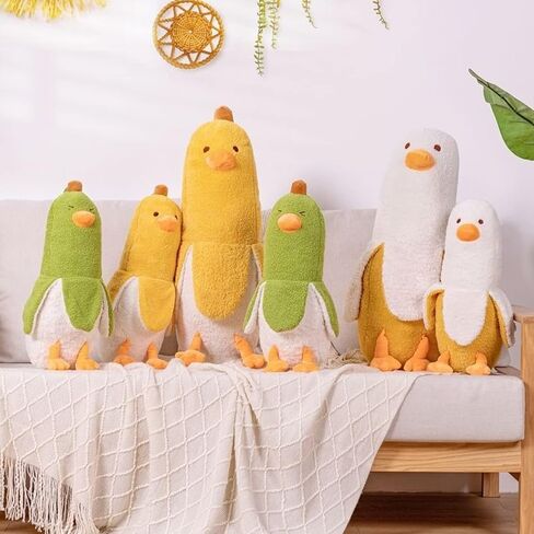 ETAOLINE Banana Duck Plush Toy Soft Plush Pillow Stuffed Animal Cute Plushie Yellow 35.4", with 7.9" Plush Keychain in Kuwait