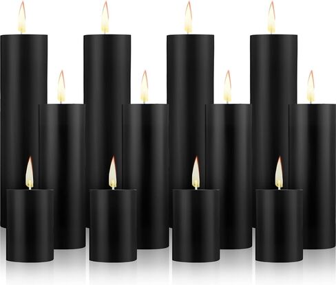 Lounsweer 12 Pieces Christmas Pillar Candles Unscented Candles Votive Candles Wax for Wedding Spa Holiday, Birthday, Home, Bath, Reception Decor, 2 x 3 Inch, 2 x 6 Inch, 2 x 8 Inch (White) in Saudi Arabia