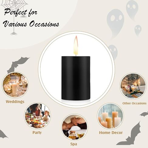 Lounsweer 12 Pieces Christmas Pillar Candles Unscented Candles Votive Candles Wax for Wedding Spa Holiday, Birthday, Home, Bath, Reception Decor, 2 x 3 Inch, 2 x 6 Inch, 2 x 8 Inch (White) in Saudi Arabia