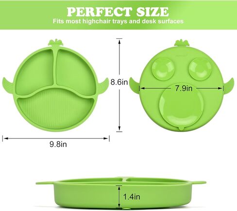 PARENTCARE Toddler Plates, Stay Put Baby Plates with Suction, Food Grade Silicone Divided Suction Plates for Toddler and Babies, Baby Led Weaning Plates, Non Slip Self Feeding Supplies for Any Surface in Saudi Arabia