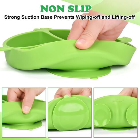 PARENTCARE Toddler Plates, Stay Put Baby Plates with Suction, Food Grade Silicone Divided Suction Plates for Toddler and Babies, Baby Led Weaning Plates, Non Slip Self Feeding Supplies for Any Surface in Saudi Arabia