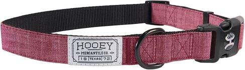 HOOEY Mercantile Dog Collar, Durable 2-Ply Polyester Webbing and Fabric Face Dog Collar, Denim/Red, Large in Kuwait