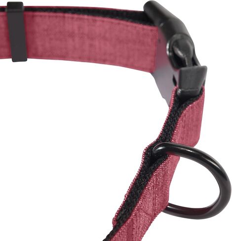 HOOEY Mercantile Dog Collar, Durable 2-Ply Polyester Webbing and Fabric Face Dog Collar, Denim/Red, Large in Kuwait