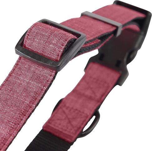 HOOEY Mercantile Dog Collar, Durable 2-Ply Polyester Webbing and Fabric Face Dog Collar, Denim/Red, Large in Kuwait