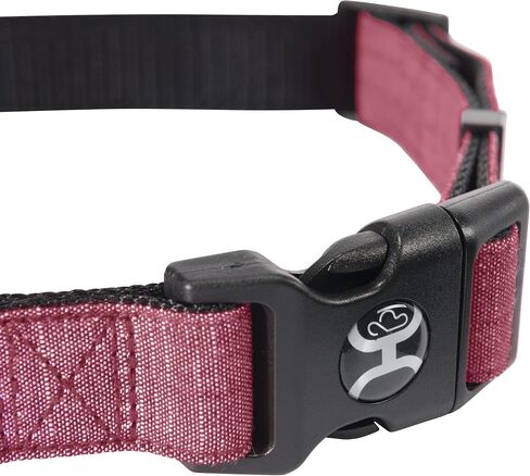 HOOEY Mercantile Dog Collar, Durable 2-Ply Polyester Webbing and Fabric Face Dog Collar, Denim/Red, Large in Kuwait