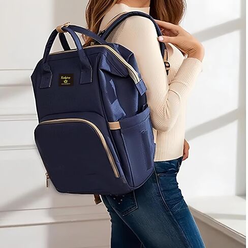 حقيبة ظهر لحفاضات الأطفال، محطة تغيير الحفاضات للسفر بسعة كبيرة، حقيبة قابلة للطي، هدية للأم الجديدة باللون الوردي والرمادي in Kuwait