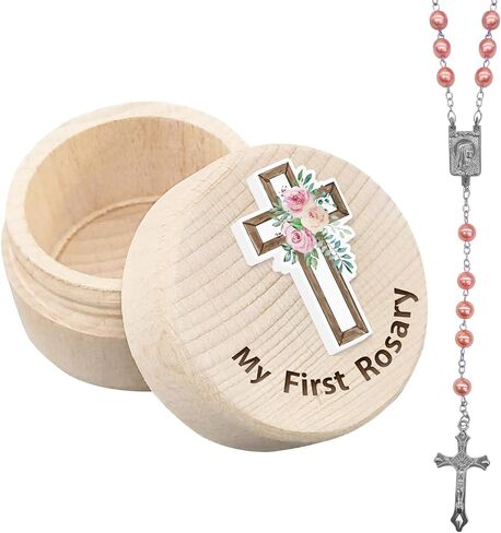 Azbuk My First Rosary and Keepsake Box for Girls, Rosary Catholic Gift for Girl, Holy First Communion Rosary Necklace Gifts Christian Gifts Catholic Baptism Gifts for Baby Birthday Baby Shower in Saudi Arabia