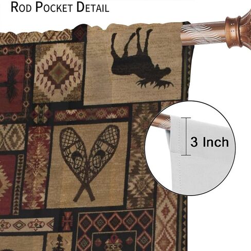 Rustic Moose Deer Curtain, Retro Rustic Bear Country Style Rustic Cabin Windows Curtain for Kitchen Bedroom Living Room 42x45inch in Saudi Arabia