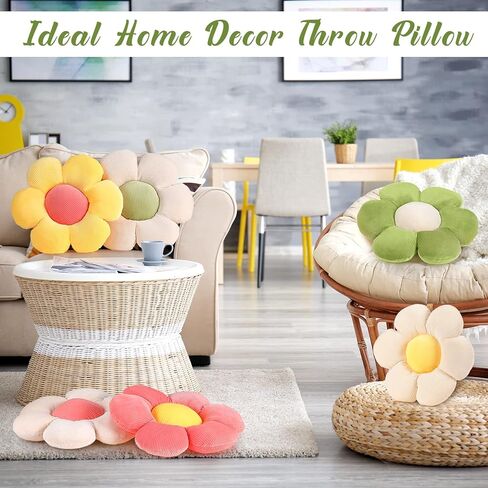 6 Pcs 16 Inch Flower Floor Pillow Seating Cushion Aesthetic Flower Pillow Sofa Floor Cushions Throw Pillow Cute Room Decor for Reading Nook Lounging Comfy Watching TV Bed Room Chair Girls Kids Teen in Saudi Arabia