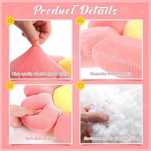 6 Pcs 16 Inch Flower Floor Pillow Seating Cushion Aesthetic Flower Pillow Sofa Floor Cushions Throw Pillow Cute Room Decor for Reading Nook Lounging Comfy Watching TV Bed Room Chair Girls Kids Teen in Saudi Arabia