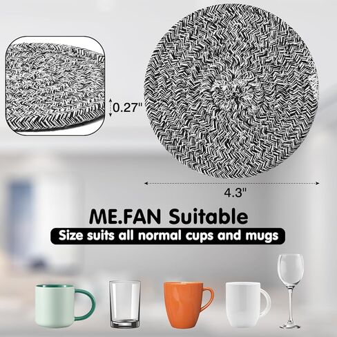 قواعد أكواب ME.FAN [8 قطع] قواعد أكواب قطنية مع حامل - قواعد أكواب للشرب مقاس 4.3 بوصة - حصيرة أكواب للمشروبات - مناسبة للمشروبات الساخنة أو الباردة السميكة، ديكور المنزل، حماية سطح الطاولة - مزيج 1 in Kuwait