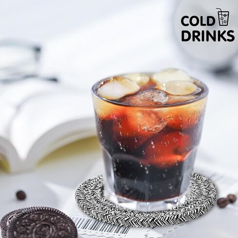 قواعد أكواب ME.FAN [8 قطع] قواعد أكواب قطنية مع حامل - قواعد أكواب للشرب مقاس 4.3 بوصة - حصيرة أكواب للمشروبات - مناسبة للمشروبات الساخنة أو الباردة السميكة، ديكور المنزل، حماية سطح الطاولة - مزيج 1 in Kuwait