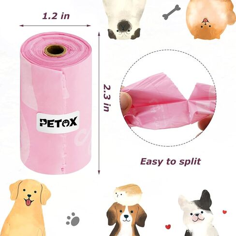 Poop Bags for Dog Waste for Puppy Outdoor Walking or Travel, Unscented, Thick and Leak-Proof Pets Poop Bags Refills, 9 x 13 Inches (10 Pink Refill Rolls, 15 Per Roll) in Kuwait