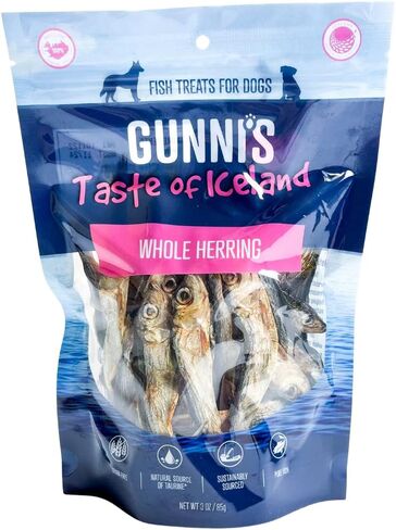 Gunnis Whole Herring Fish Crunchy Dog Treats, 3 Ounce Bag in Saudi Arabia