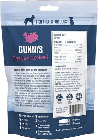 Gunnis Whole Herring Fish Crunchy Dog Treats, 3 Ounce Bag in Saudi Arabia