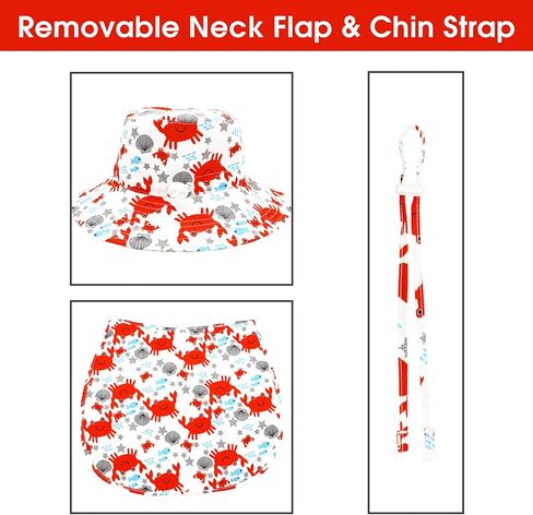 طفل قبعة الشمس مع رفرف الرقبة طفل القبعات للبنين بنات الرضع قبعة الشمس طفل قبعة بحافة لطيف الطفل قبعة الشاطئ UPF 50+ in Kuwait