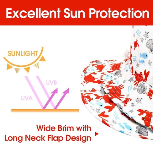 طفل قبعة الشمس مع رفرف الرقبة طفل القبعات للبنين بنات الرضع قبعة الشمس طفل قبعة بحافة لطيف الطفل قبعة الشاطئ UPF 50+ in Kuwait