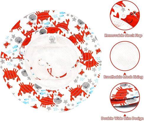 طفل قبعة الشمس مع رفرف الرقبة طفل القبعات للبنين بنات الرضع قبعة الشمس طفل قبعة بحافة لطيف الطفل قبعة الشاطئ UPF 50+ in Kuwait