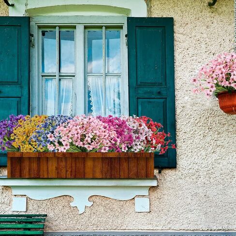 20 Bundles Outdoor Artificial Flowers UV Resistant No Fade Fake Violet Flowers for Indoor Outside Hanging Plants Garden Patio Porch Window Box Home Wedding Farmhouse Decor (Fushia) in Saudi Arabia