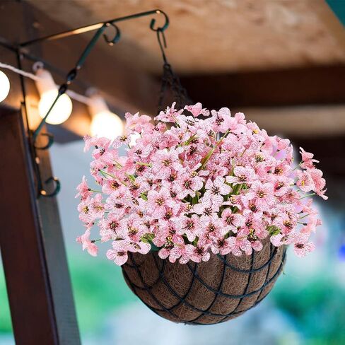 20 Bundles Outdoor Artificial Flowers UV Resistant No Fade Fake Violet Flowers for Indoor Outside Hanging Plants Garden Patio Porch Window Box Home Wedding Farmhouse Decor (Fushia) in Saudi Arabia