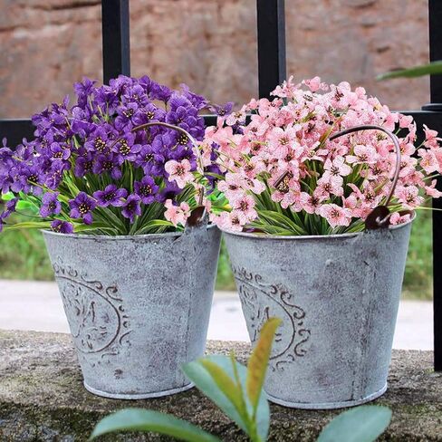 20 Bundles Outdoor Artificial Flowers UV Resistant No Fade Fake Violet Flowers for Indoor Outside Hanging Plants Garden Patio Porch Window Box Home Wedding Farmhouse Decor (Fushia) in Saudi Arabia