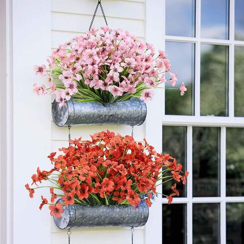 20 Bundles Outdoor Artificial Flowers UV Resistant No Fade Fake Violet Flowers for Indoor Outside Hanging Plants Garden Patio Porch Window Box Home Wedding Farmhouse Decor (Fushia) in Saudi Arabia