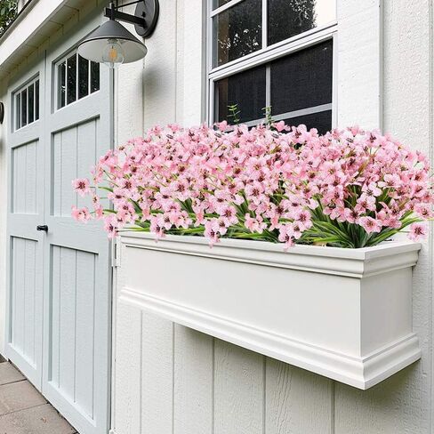 20 Bundles Outdoor Artificial Flowers UV Resistant No Fade Fake Violet Flowers for Indoor Outside Hanging Plants Garden Patio Porch Window Box Home Wedding Farmhouse Decor (Fushia) in Saudi Arabia