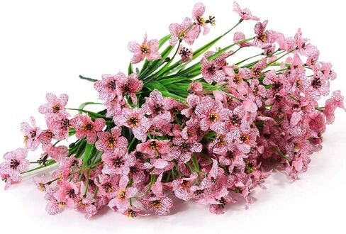 20 Bundles Outdoor Artificial Flowers UV Resistant No Fade Fake Violet Flowers for Indoor Outside Hanging Plants Garden Patio Porch Window Box Home Wedding Farmhouse Decor (Fushia) in Saudi Arabia