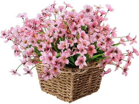 20 Bundles Outdoor Artificial Flowers UV Resistant No Fade Fake Violet Flowers for Indoor Outside Hanging Plants Garden Patio Porch Window Box Home Wedding Farmhouse Decor (Fushia) in Saudi Arabia
