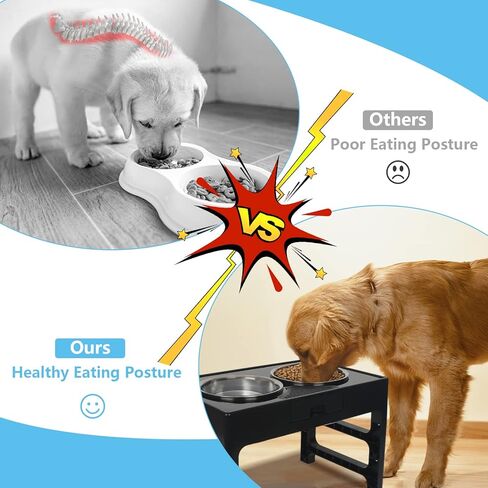 Aututer Elevated Dog Bowls Dog Bowl Stand, 3 Heights Adjustable Dog Bowl Stands with 2 Stainless Steel Dog Bowls for Large Medium Small Dogs Cats in Kuwait