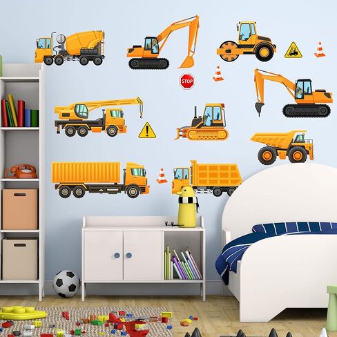 Construction Wall Sticker Glow in The Dark Wall Decals Truck Car Transports Decals Peel and Stick Removable for Baby Kids Boys Girls Bedroom Living Room Ceiling Nursery Decor… in Kuwait