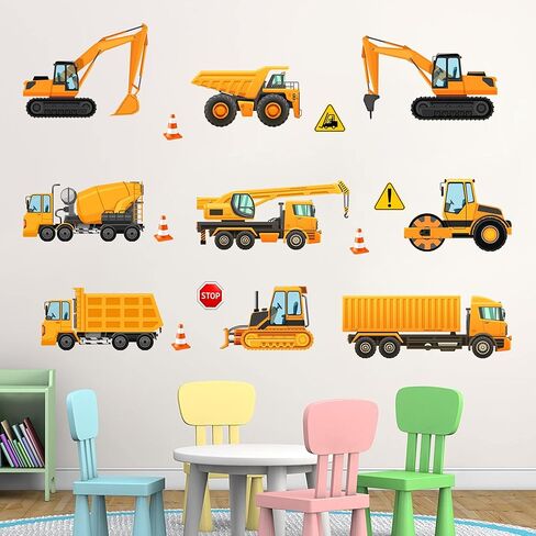 Construction Wall Sticker Glow in The Dark Wall Decals Truck Car Transports Decals Peel and Stick Removable for Baby Kids Boys Girls Bedroom Living Room Ceiling Nursery Decor… in Kuwait