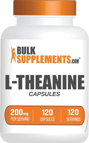 BulkSupplements.com L-Theanine Capsules - L-Theanine Supplement, L-Theanine 200mg, Theanine Pills - Amino Amino Supplement, Gluten Free - 1 Theanine Capsule per Serving, 120 Capsules in Saudi Arabia