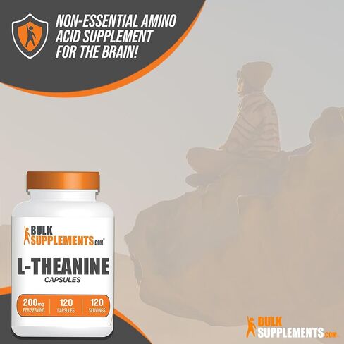 BulkSupplements.com L-Theanine Capsules - L-Theanine Supplement, L-Theanine 200mg, Theanine Pills - Amino Amino Supplement, Gluten Free - 1 Theanine Capsule per Serving, 120 Capsules in Saudi Arabia